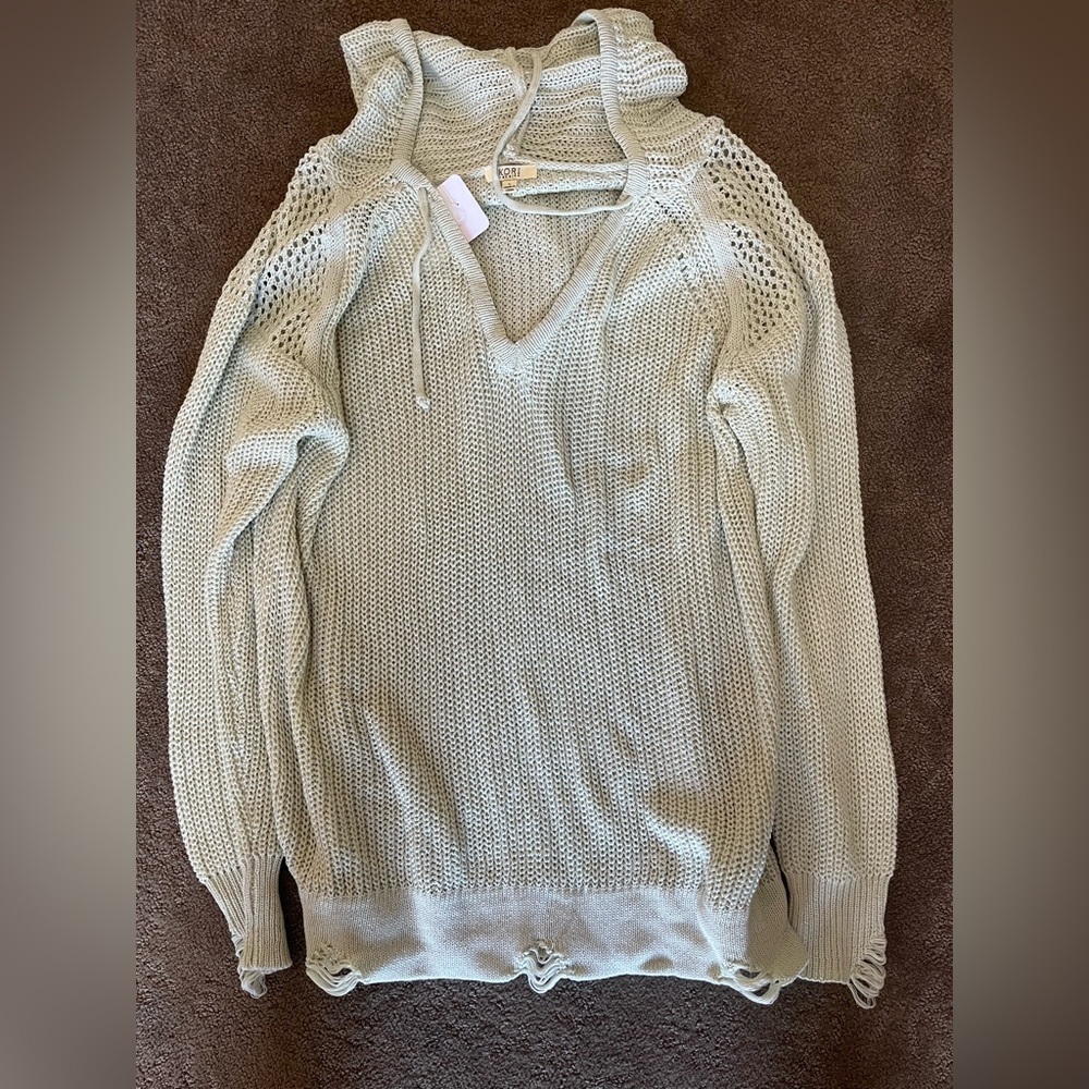 Kori Women's Light Sage V-Neck Sweater